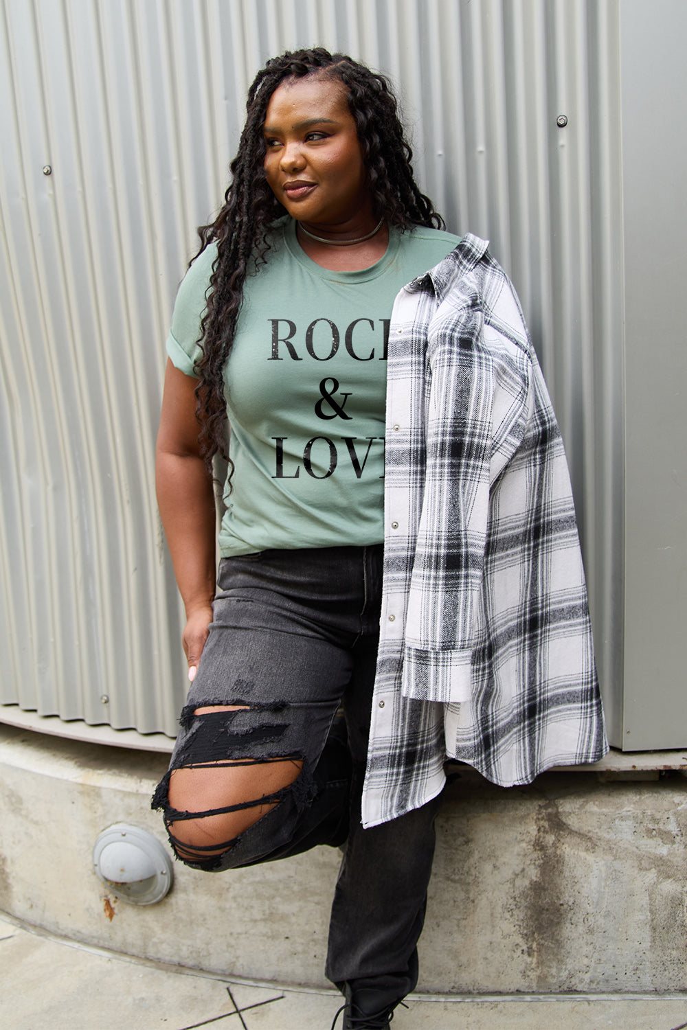 Simply Love Full Size ROCK & LOVE Short Sleeve T-Shirt