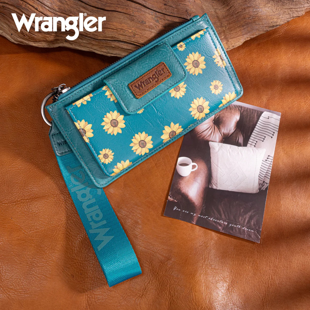Wrangler Sunflower Print Card Wallet/Wristlet (Pre-order item)