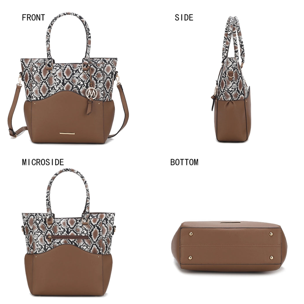 Iris Snake Embossed Tote Bag & Matching Wristlet Pouch