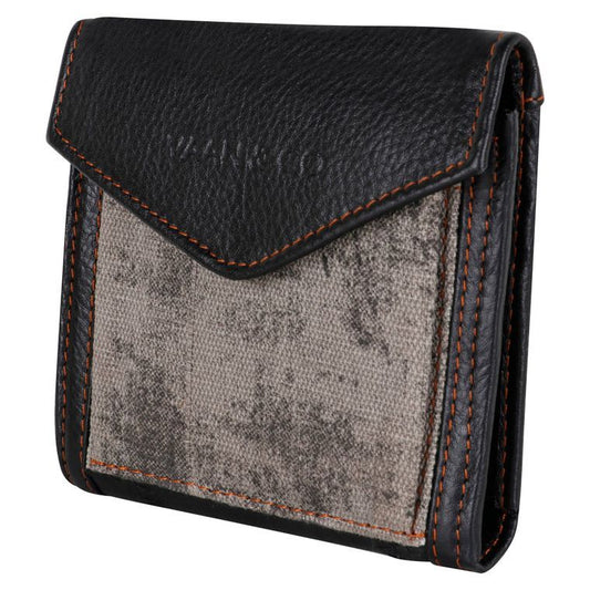 Men’s Polly Black Tri-Fold Wallet ( Upcycled Genuine Leather)