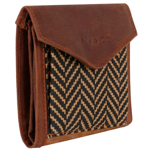 Men’s Herringbone Tri-Fold Wallet ( Upcycled Genuine Leather)
