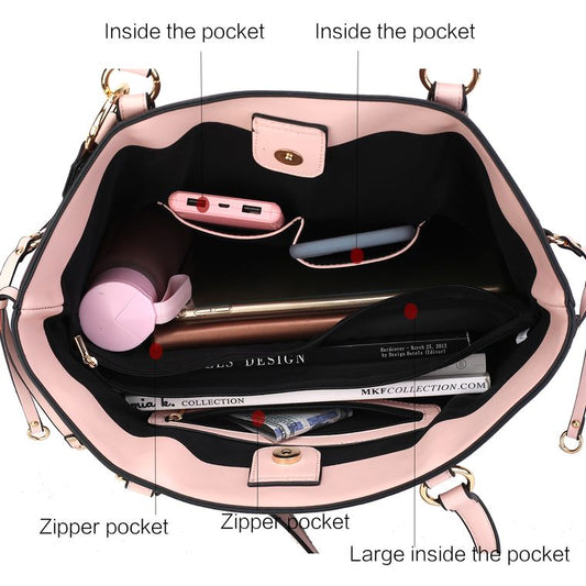 Kioea 3 Pcs Set Tote, Wallet & Keyring