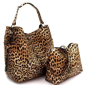 Leopard Print 2 in 1 Side Pocket Hobo