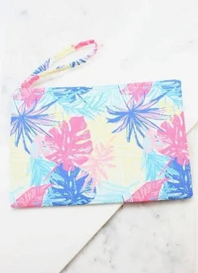 Colorful Palm Tree Tote w/ Matching Pouch