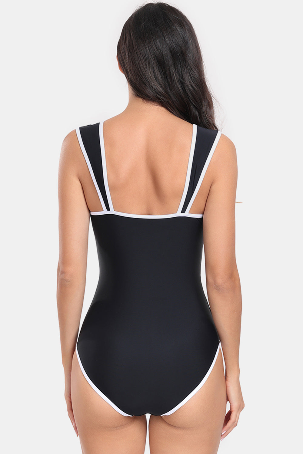 Contrast Trim Wide Strap One-Piece Swimwear