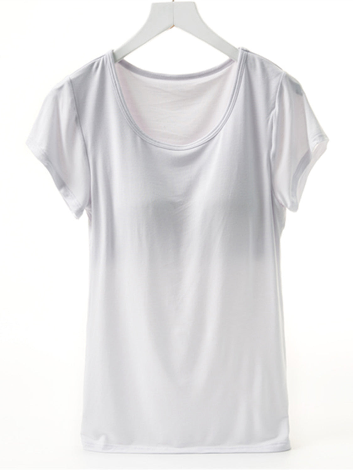 Round Neck Short Sleeve T-Shirt with Bra