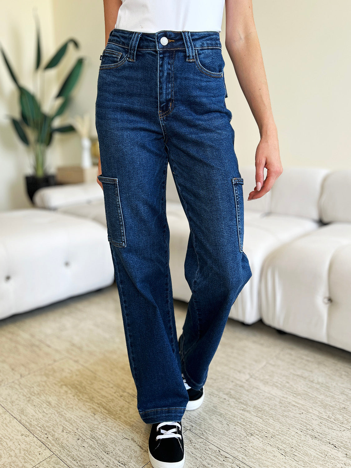 Judy Blue Full Size High Waist Straight Cargo Jeans