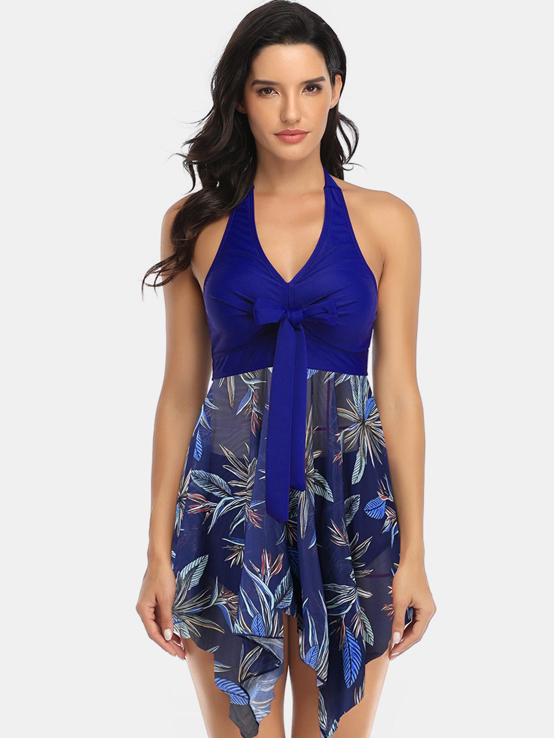 Printed Halter Neck Two-Piece Swim Set