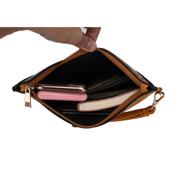 Iris Snake Embossed Tote Bag with Matching Wristlet Pouch