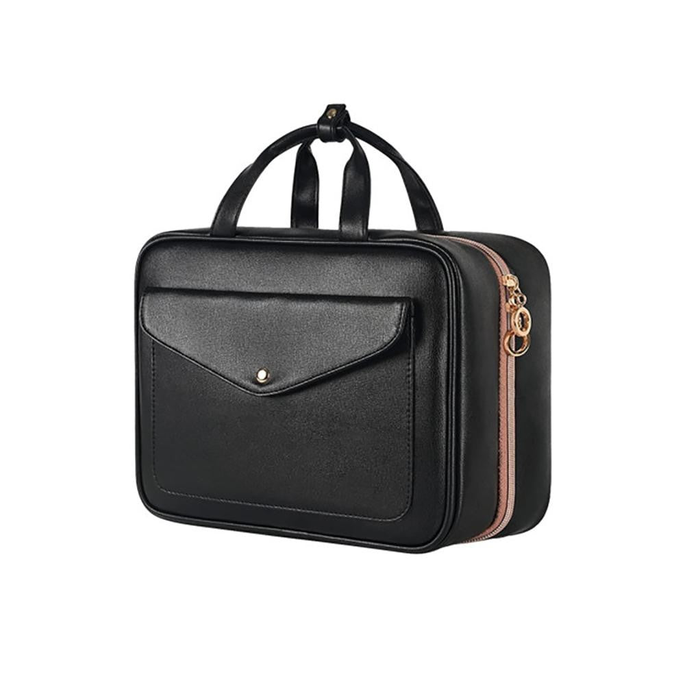Faux Leather Multi-Compartment Hanging Travel Case