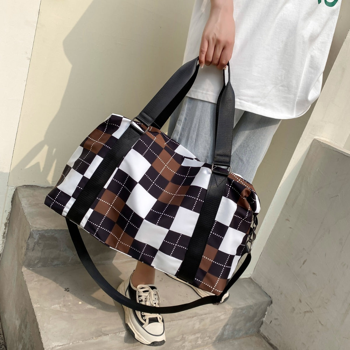 Oxford Cloth Plaid Travel Bag