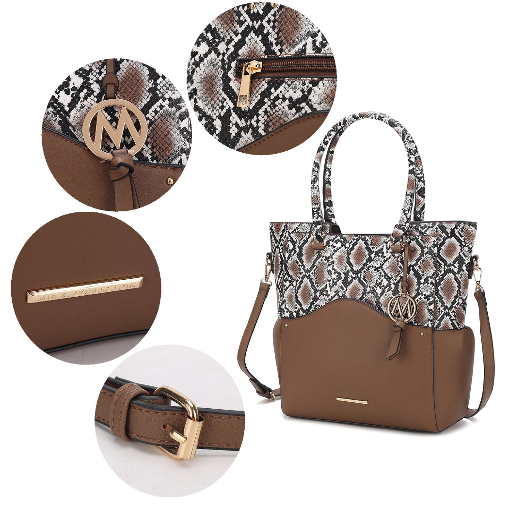 Iris Snake Embossed Tote Bag & Matching Wristlet Pouch