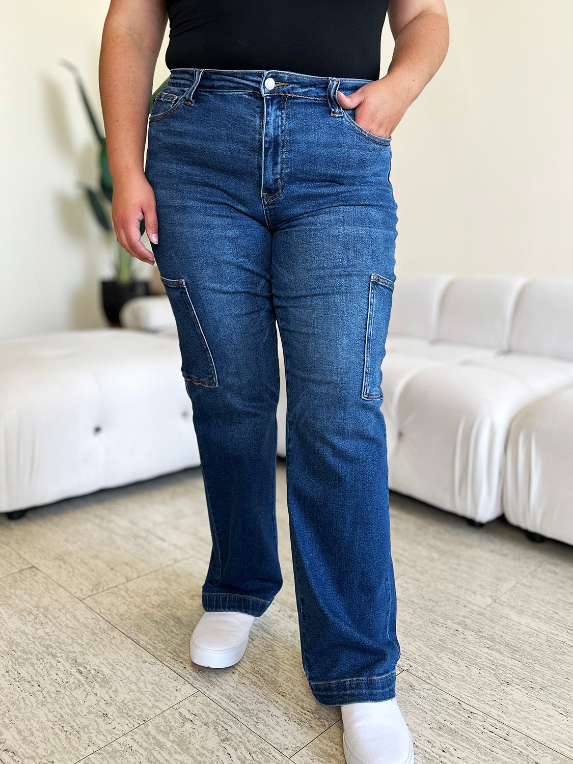 Judy Blue Full Size High Waist Straight Cargo Jeans