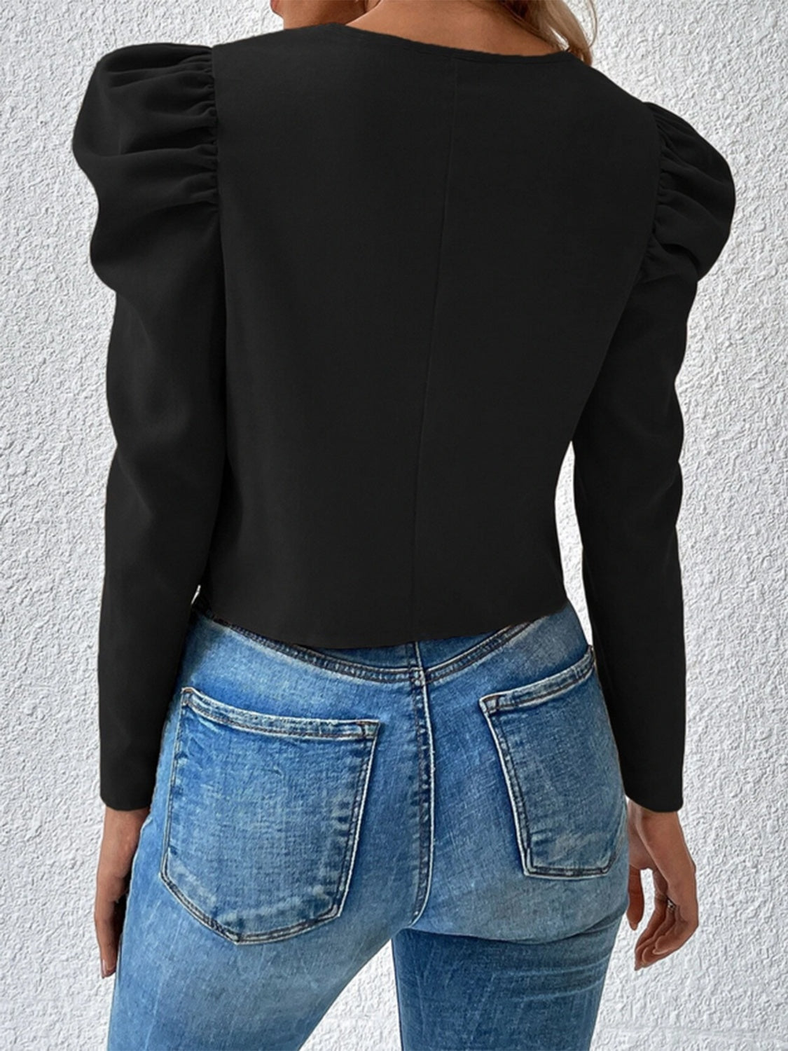 Zip Up Puff Sleeve Jacket