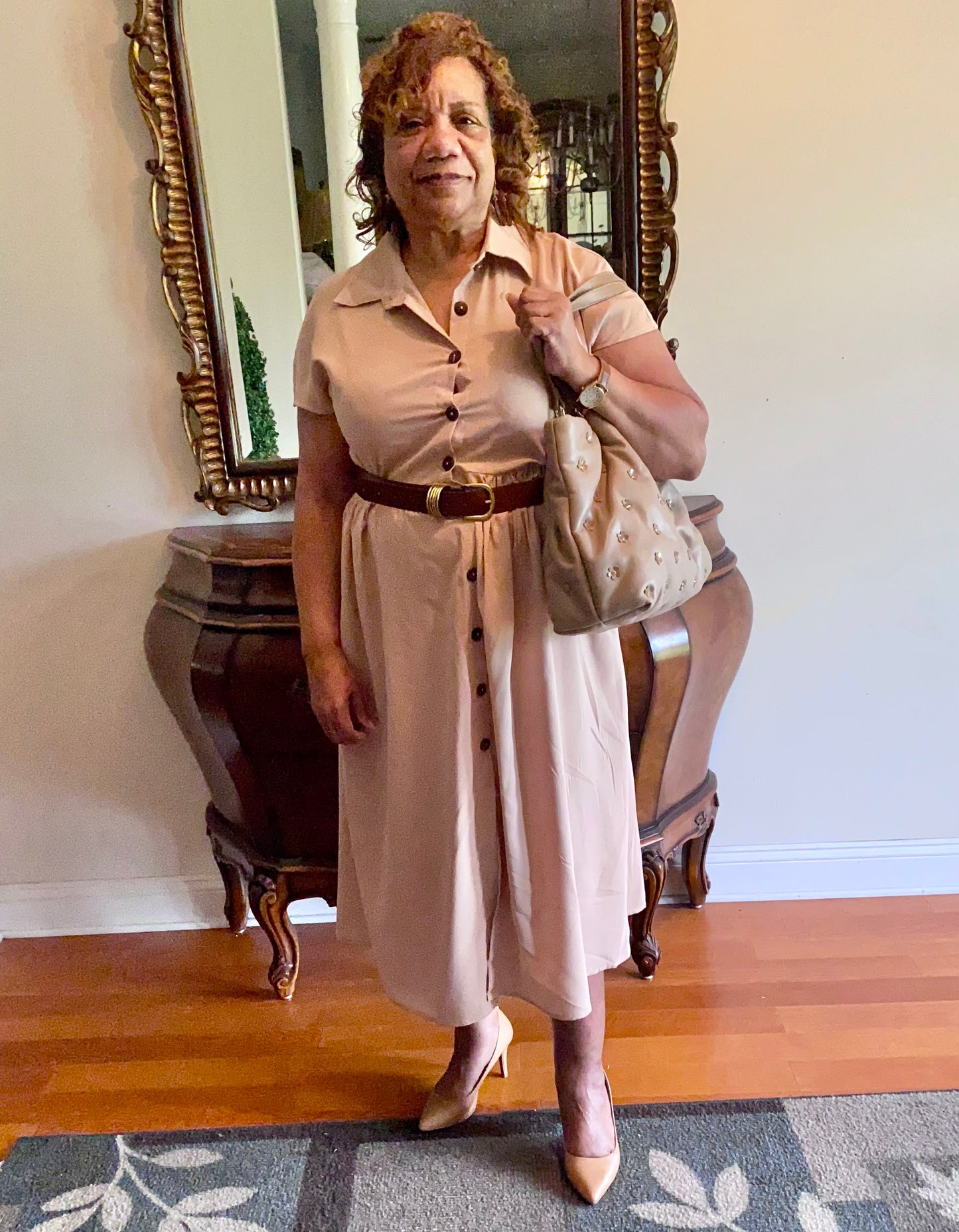 Button Front Short Sleeve Dress