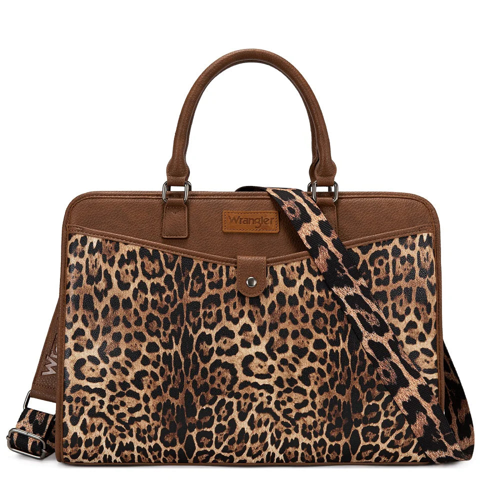 Wrangler Pebbled Faux Leather Laptop Brief Bag - Leopard (Pre-order item)