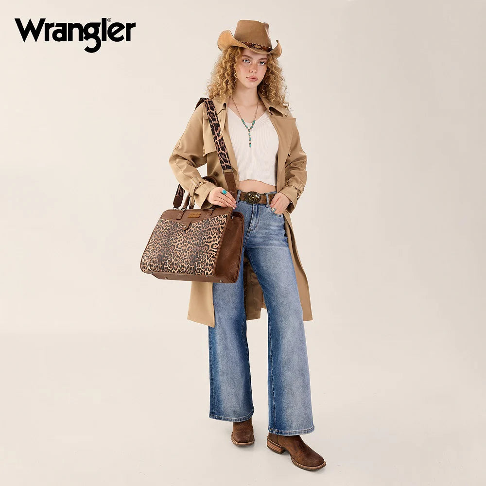 Wrangler Pebbled Faux Leather Laptop Brief Bag - Leopard (Pre-order item)