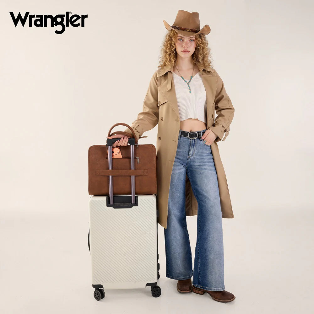 Wrangler Pebbled Faux Leather Laptop Brief Bag - Leopard (Pre-order item)