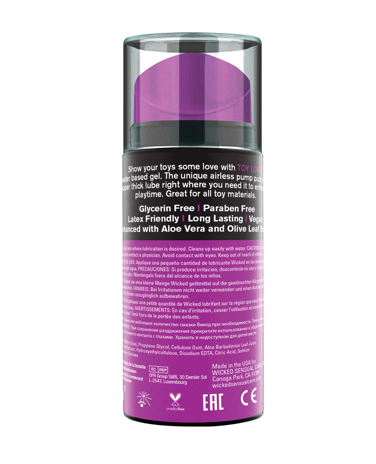 Wicked Sensual Care Toy Love Waterbased Gel - 3.3 oz
