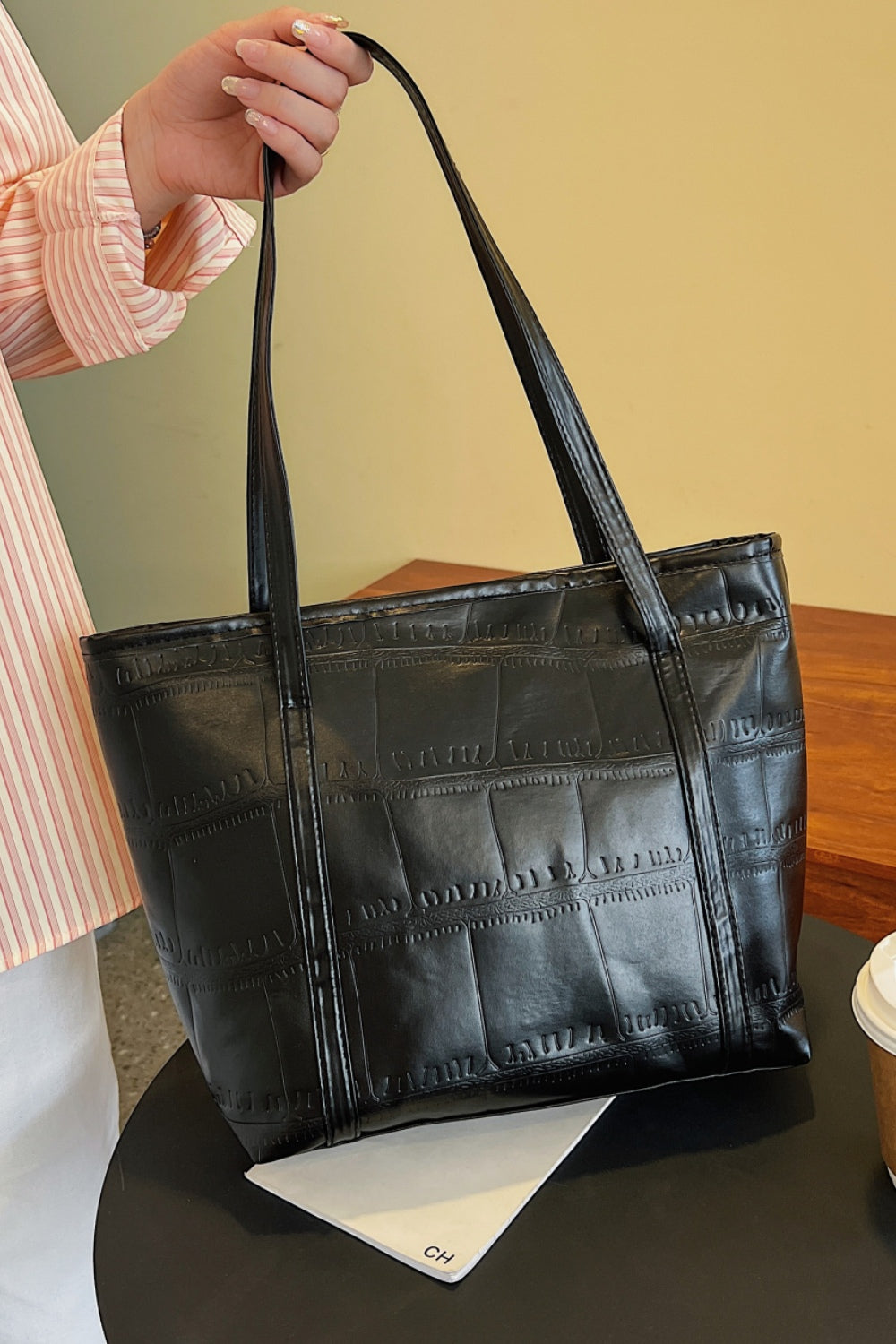 Textured PU Leather Handbag