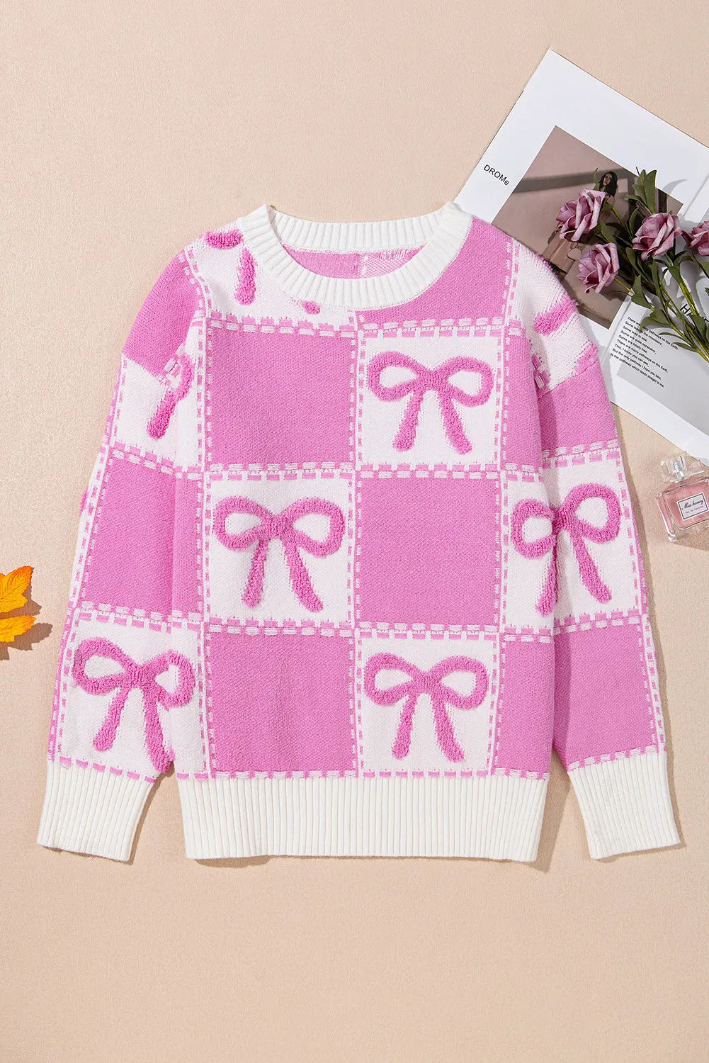 Bow Round Neck Long Sleeve Sweater