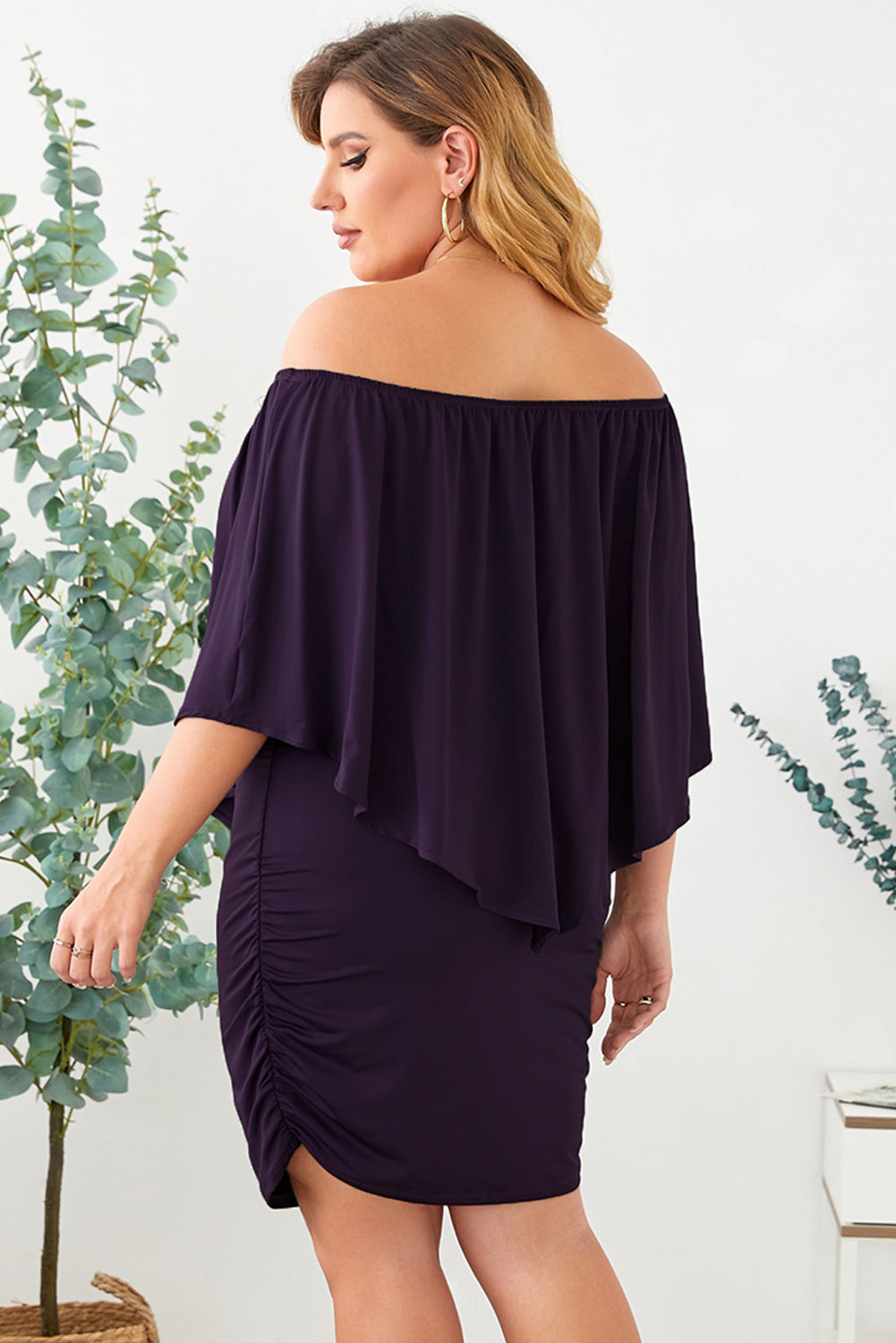 Full Size Off-Shoulder Half Sleeve Dress