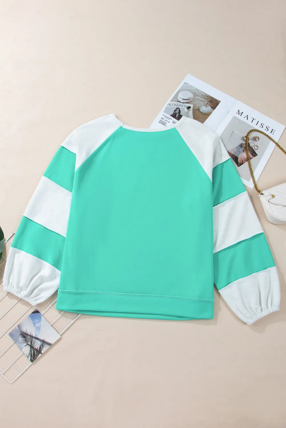 Plus Size Exposed Seam Color Block Long Sleeve Sweatshirt