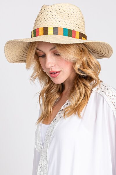 Fame Contrast Wide Brim Straw Hat