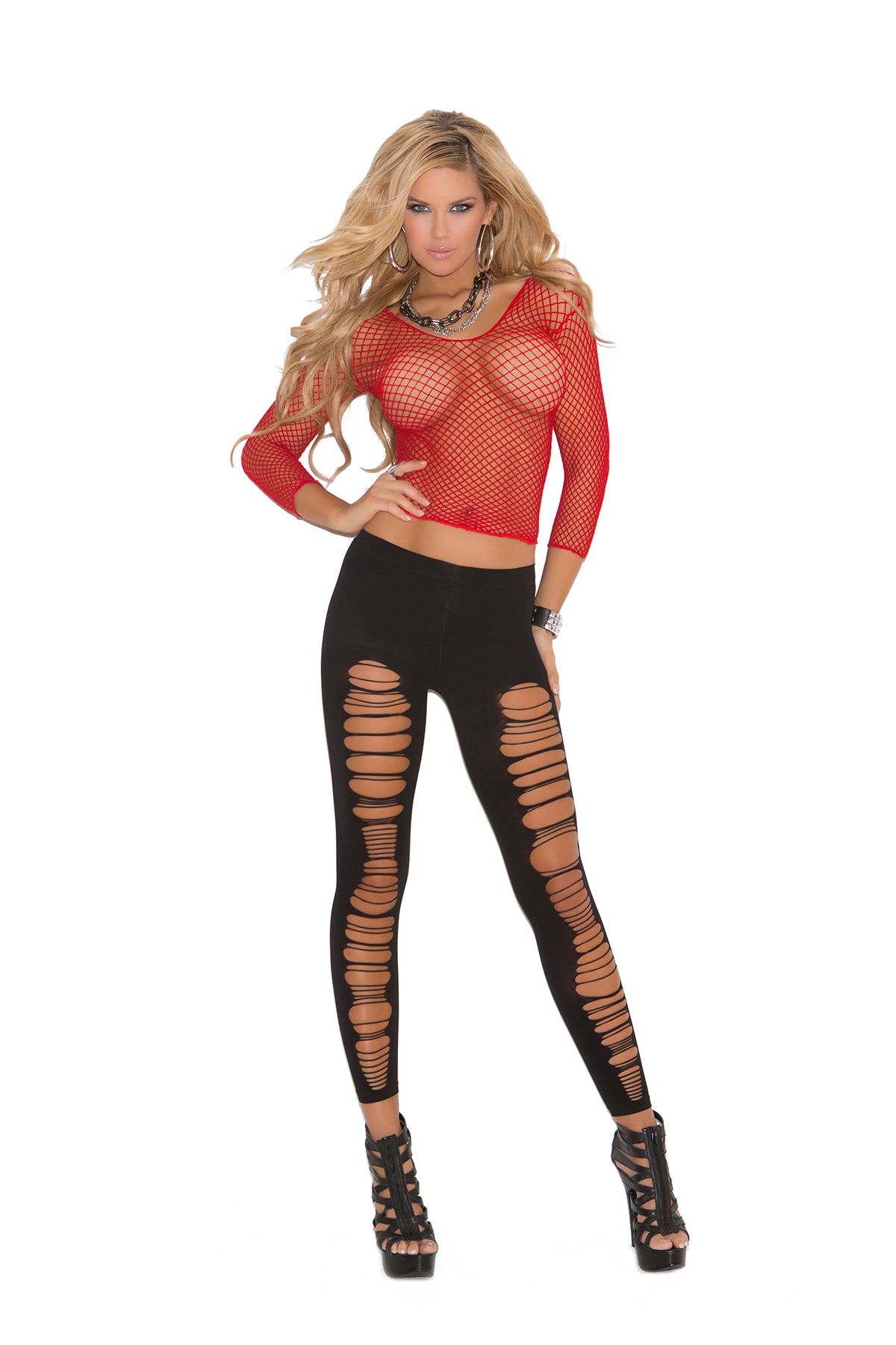 Fishnet Long Sleeve Cami Top, *available Boxed