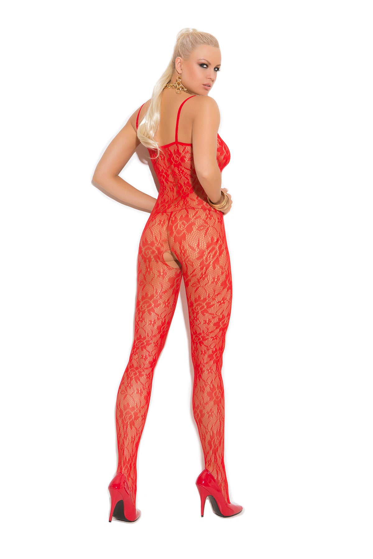 Rose Lace Bodystocking With Open Crotch (QUEEN)
