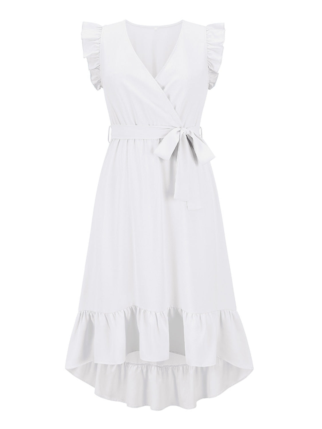 Tied Surplice Ruffle Hem Dress