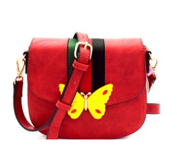 Butterfly Charm Color Block Striped Saddle Cross Body