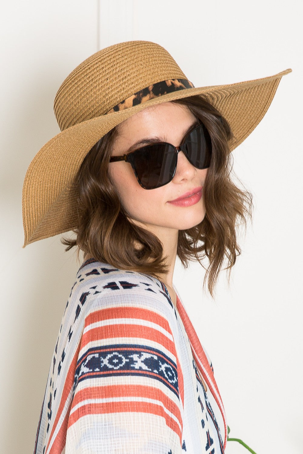 Justin Taylor Printed Belt Sunhat in Beige