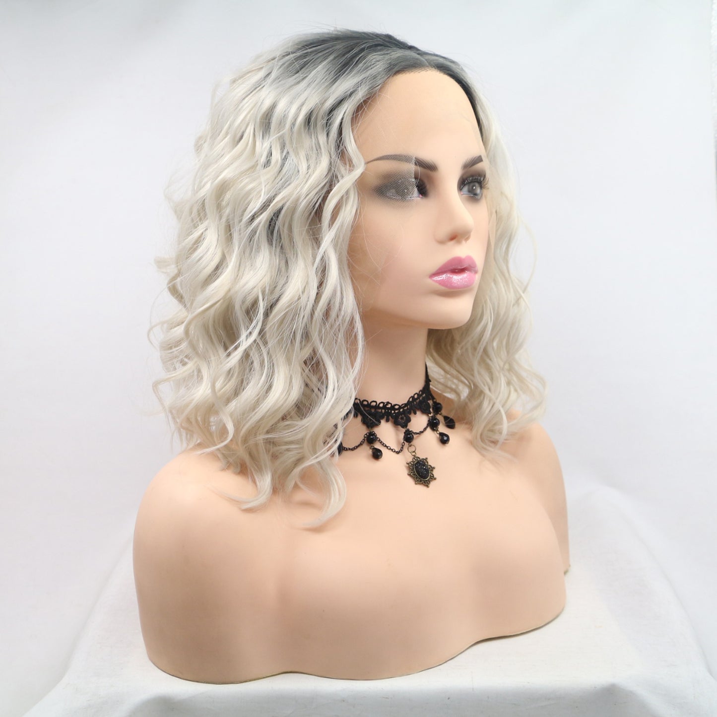 13*3" Lace Front Wigs Synthetic Mid-length Wavy 12" 130% Density