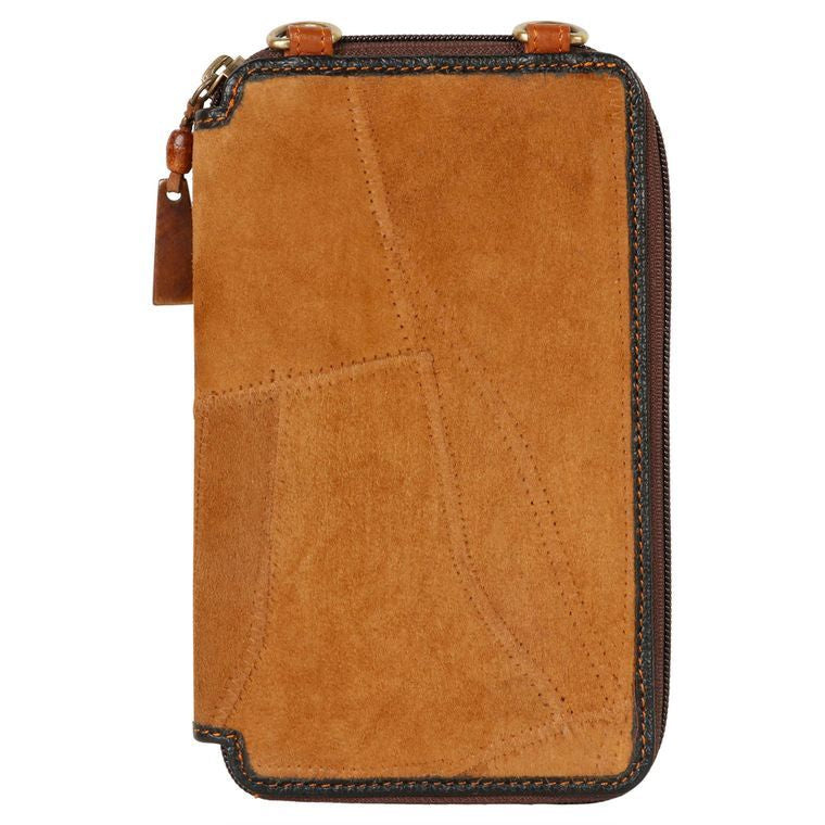 Herringbone Cellphone Crossbody Wallet( Upcycled Genuine Leather)