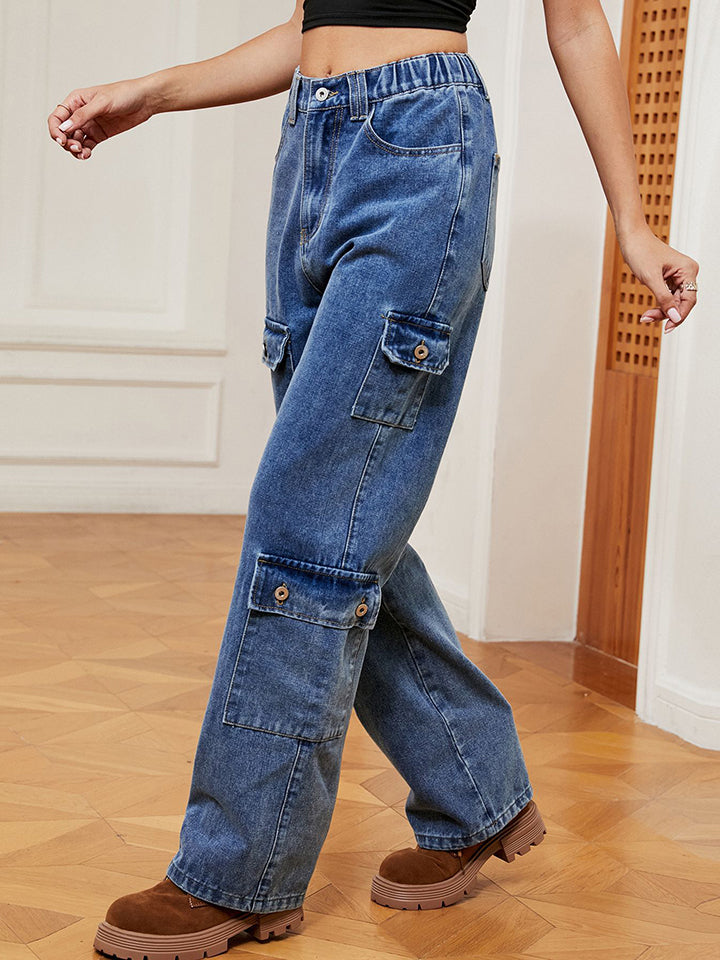 Buttoned Long Jeans