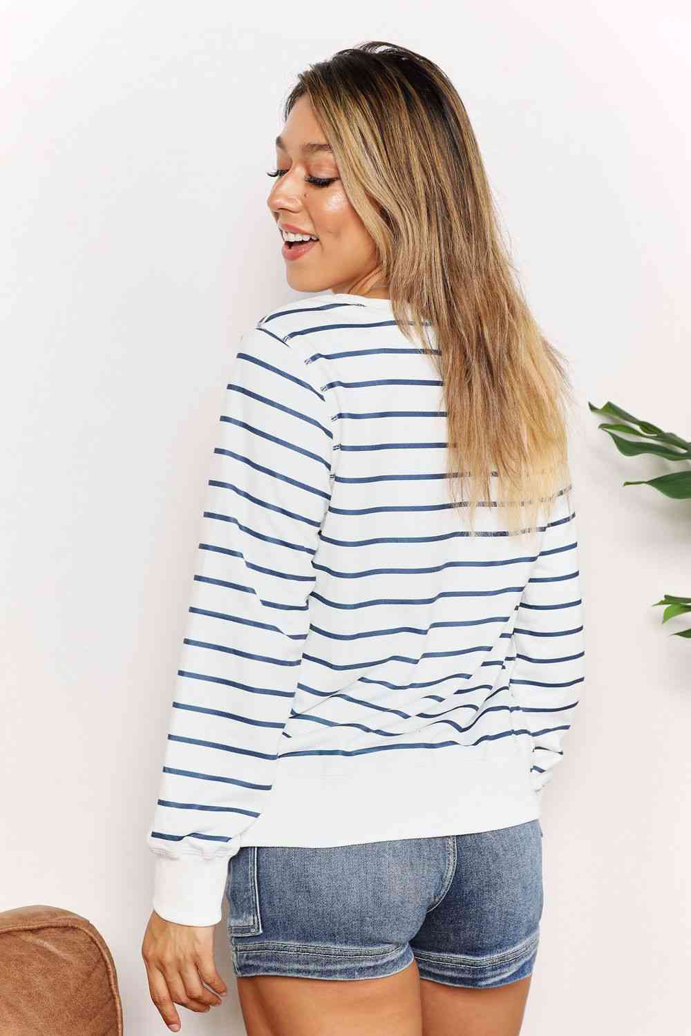 Double Take Striped Long Sleeve Round Neck Top