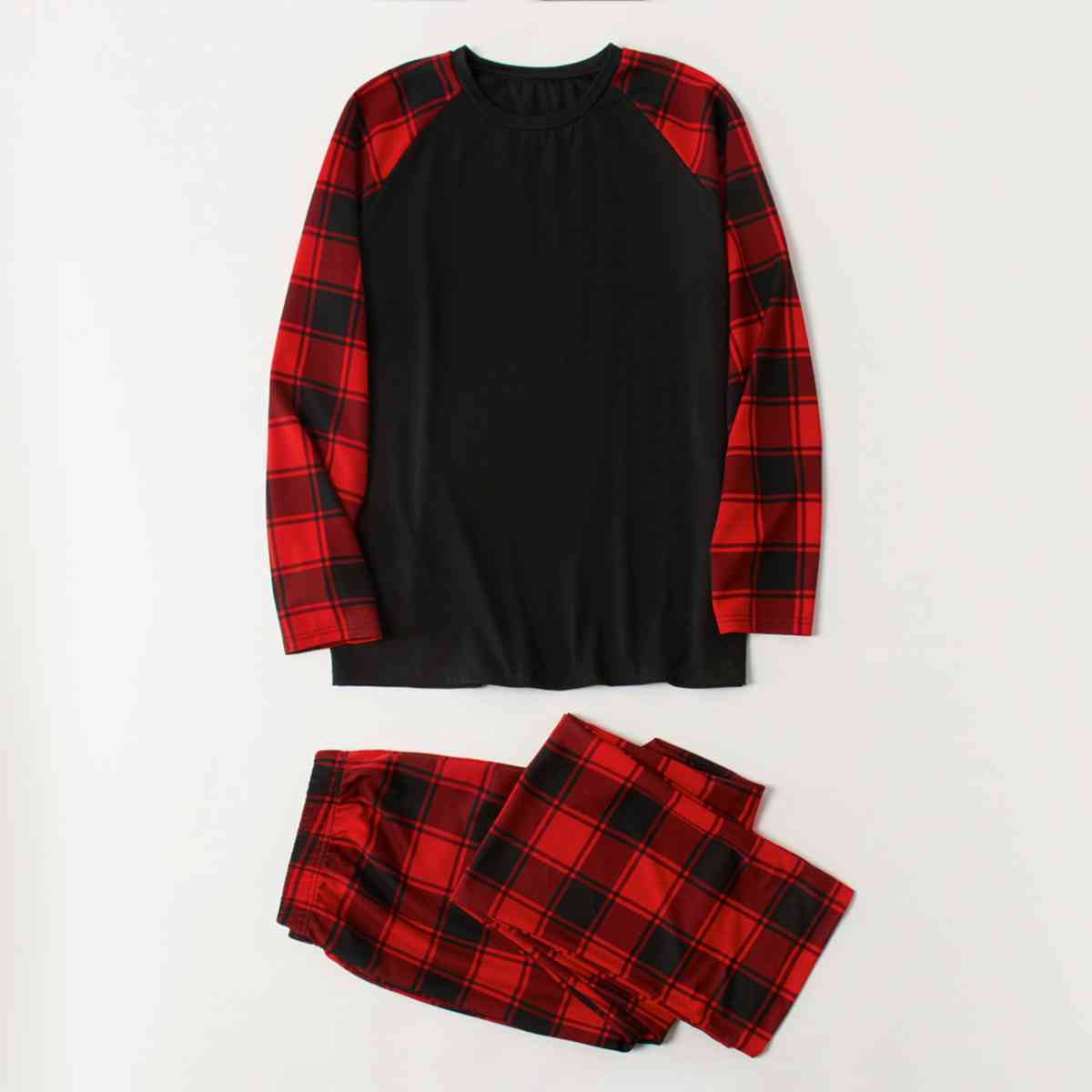 Raglan Sleeve Top and Plaid Pants Set