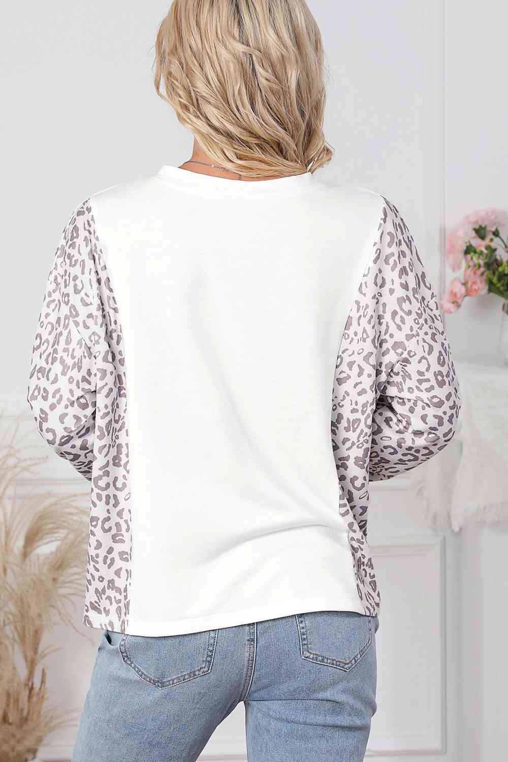 Leopard Round Neck Long Sleeve Top