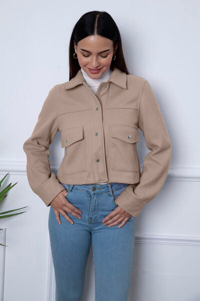 Snap Down Collared Neck Jacket