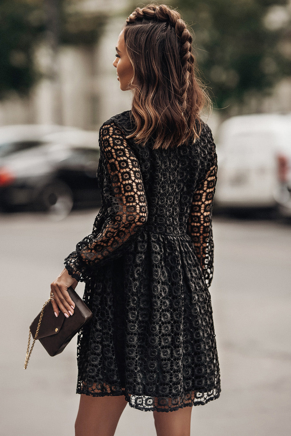 Buttoned Empire Waist Lace Dress Dazzled Bags & Accessories Buttoned Empire Waist Lace Dress Dazzled Bags & Accessories
