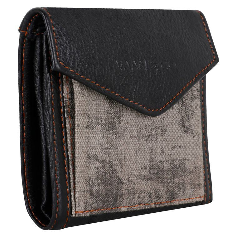 Men’s Polly Black Tri-Fold Wallet ( Upcycled Genuine Leather)