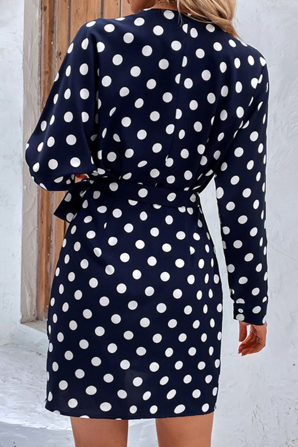 Polka Dot Tied Surplice Wrap Dress