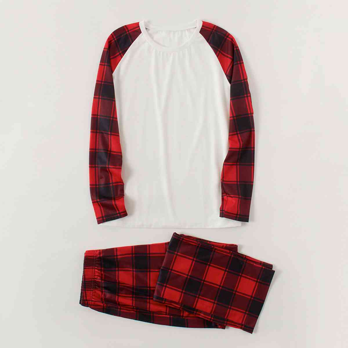 Raglan Sleeve Top and Plaid Pants Set