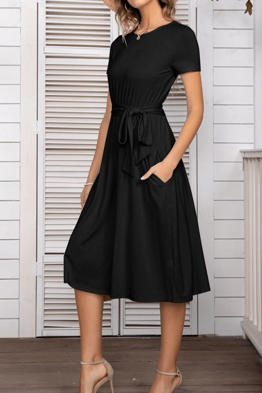 Belted Tee Dress With Pockets