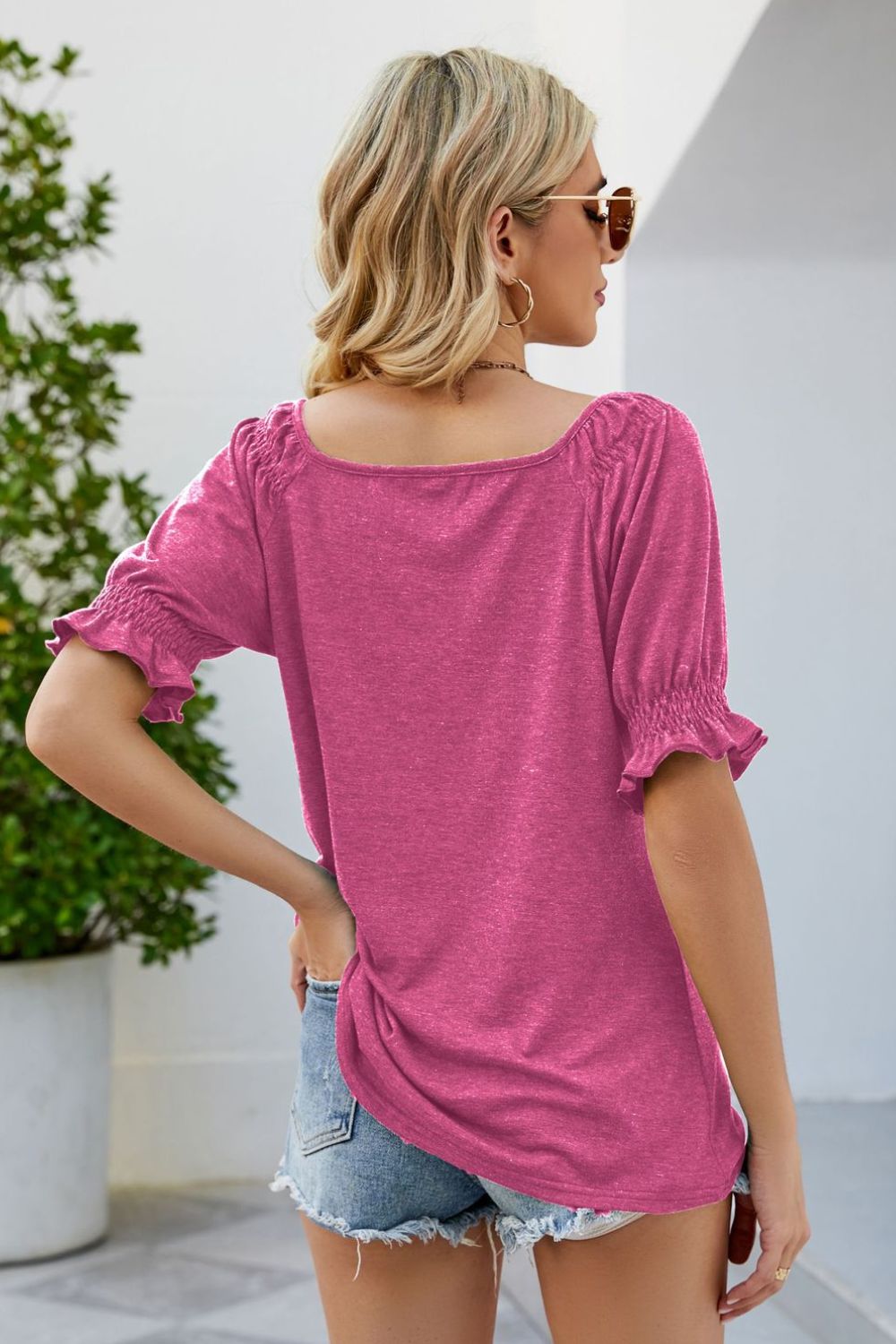 Short Flounce Sleeve Top