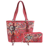 American Bling Floral Embroidered Tote and Wallet Set (Concealed Carry)