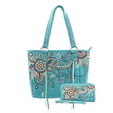 American Bling Floral Embroidered Tote and Wallet Set (Concealed Carry)