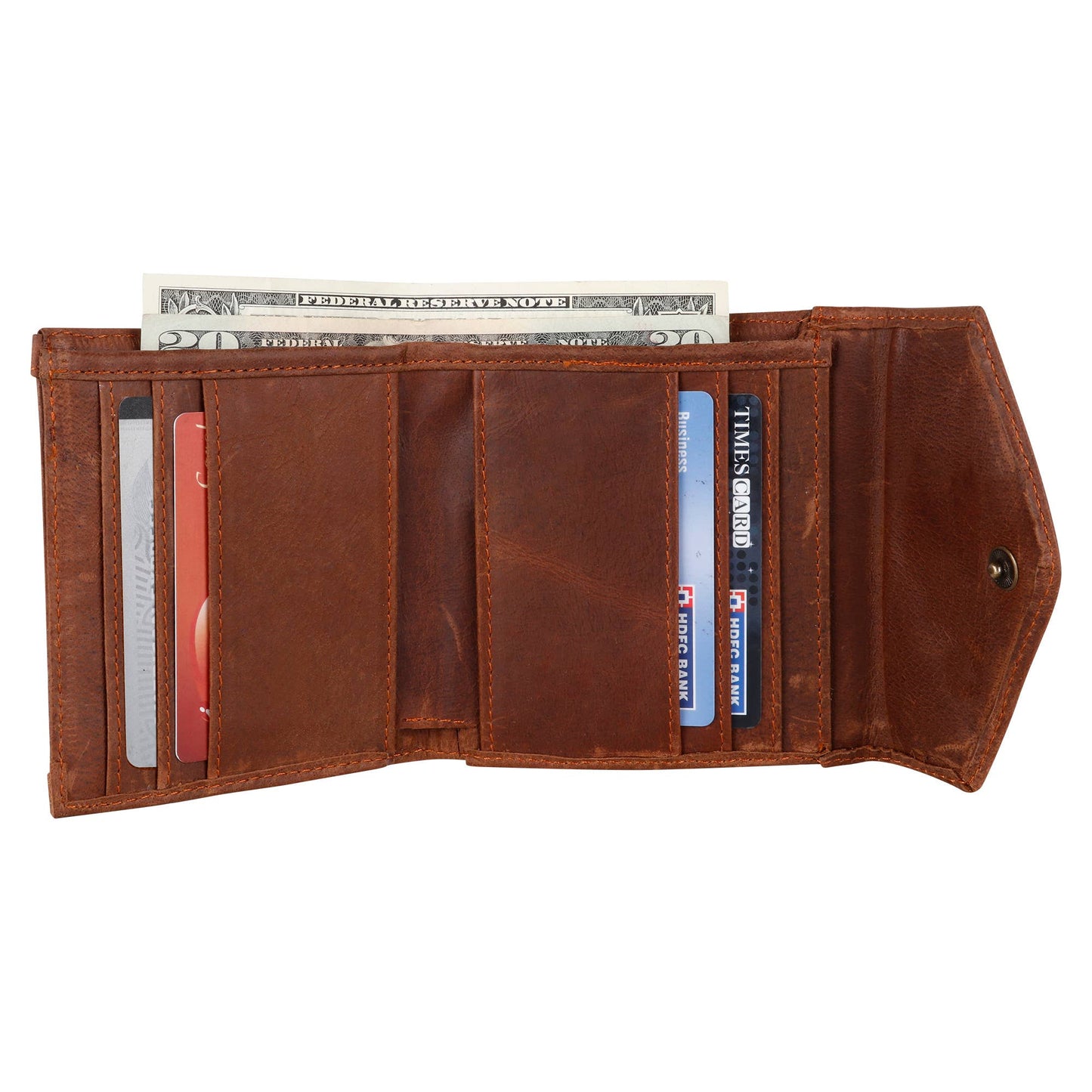 Men’s Herringbone Tri-Fold Wallet ( Upcycled Genuine Leather)
