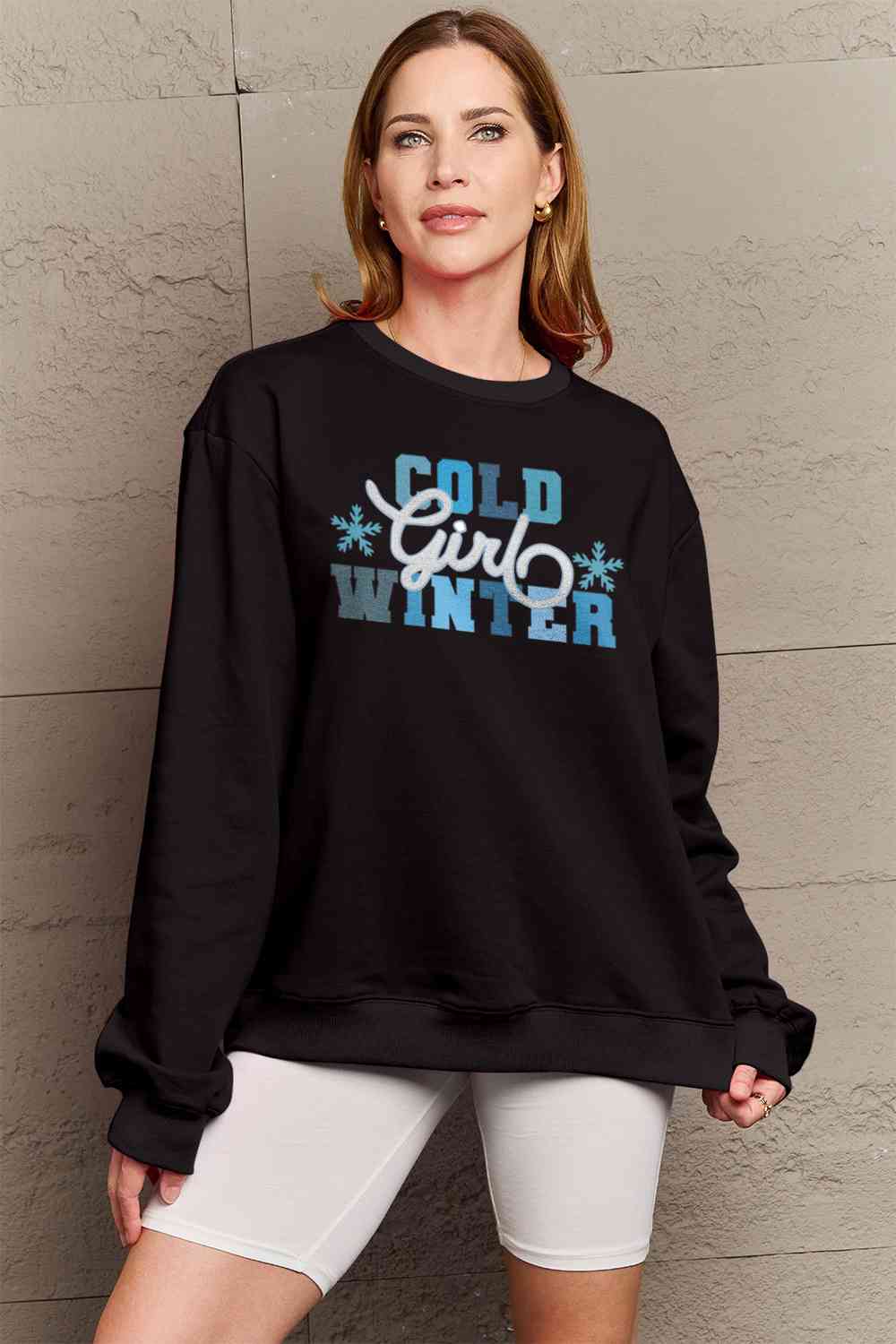 Simply Love Full Size COLD WINTER Graphic Long Sleeve Sweatshirt